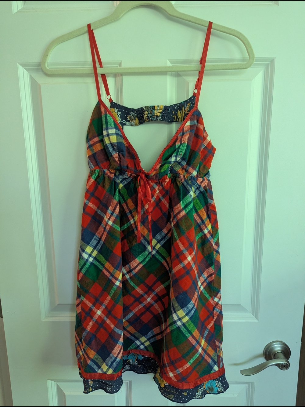 Free People Multicolor Plaid Night Gown with Thin Straps